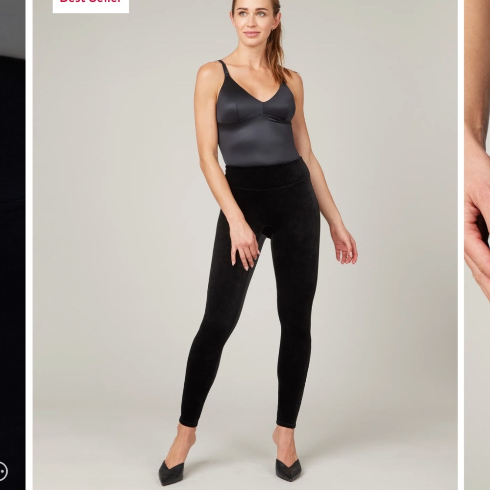 Spanx black velvet leggings pants small